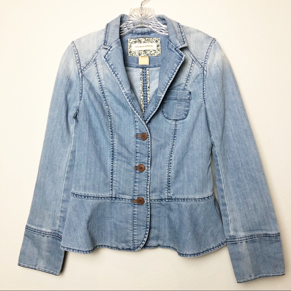 Anthropologie Pilcro peplum denim jacket Sz 6